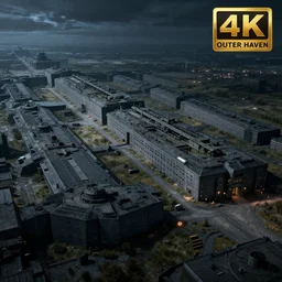 : simon stalenhag. composition : extreme long shot. key words : digital art ; detailed ; 4 k. scenery : the military fortress of outer heaven ; circa 1 9 9 5. details : at night.