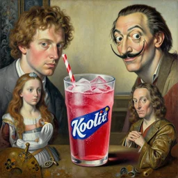 koolaid by james jean and salvador dali and shusei nagaoka, oil on canvas, exquisitely intricate details, surrealism, neoclassicism, renaissance, hyper realistic, ultra detailed, cell shaded, 8 k