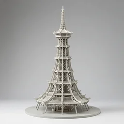 photo still of elaborate, complex miniature tower sculpture by artist takanori aiba, 8 k, highly detailed, intricate, studio lighting bright ambient lighting key light, 8 5 mm f 1. 8