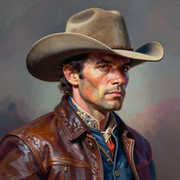 cowboy portrait, 1800, colorful, dramatic lighting, detailed, intricate, elegant, highly detailed, digital painting, artstation, concept art, smooth, sharp focus, illustration