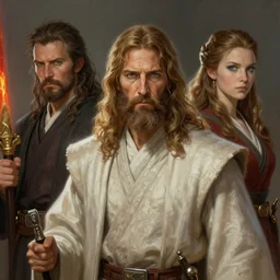 jedi jesus!! fire emblem, art by artgerm and greg rutkowski and magali villeneuve, portrait, d & d, fantasy, highly detailed, digital painting, trending on artstation, concept art, sharp focus, illustration