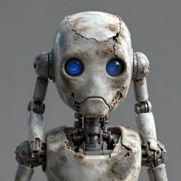 face foward broken grime dirty robot decaying trending on artstation 4 k 8 k hd high detail smooth