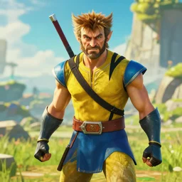 in game footage of logan wolverine from the legend of zelda breath of the wild, breath of the wild art style.