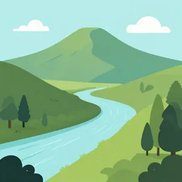 mountaintop river flat vector illustration trending on artstation