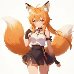 an anime girl with fox ears and tail, trending on pixiv, by kawacy