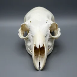 frontview of beaked birdy bird skull, bird shaped skull, crow skull, eagle skull