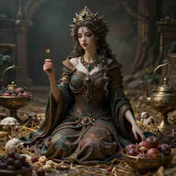 beautiful goddess of feast and famine, ominous, cinematic, realistic, intricate detail, finely detailed, small details, extra detail, photorealistic, high resolution, 3 d, pbr, path tracing, volumetric lighting, octane render, arnold render, 8 k, artstation, midjourney