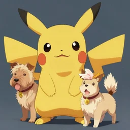 A hybrid of pikachu and a blond terrier!!!!! anime art, pokemon, digital art, detailed, award winning