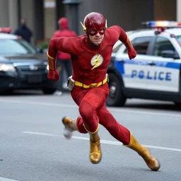 ezra miller as flash outrunning the police