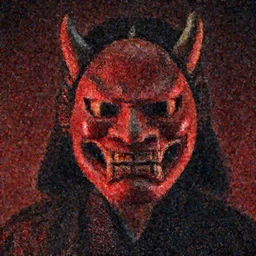 portrait of samurai wearing oni mask , red light, by Greg Rutkowski , 8k, photorealistic, cinematic lighting, HD, high details, dramatic, atmospheric , trending on artstation
