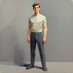 male character full body stylized portrait, medium poly count, oil painting filter, expressive brushstrokes, by james gilleard