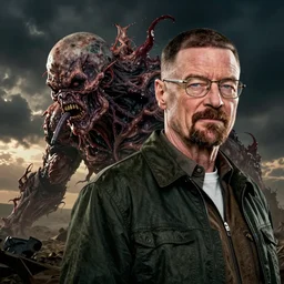 mike ehrmantraut and walter white merged together like in a realistic and grotesque style like the shape shifting monster from john carpenter's the thing.