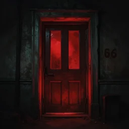 photograph of a door to hell by chris raimo art, scary, red lights, 1 9 1 6, atmospheric