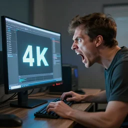 an angry man yells at his computer monitor, 4 k, digital art, high resolution, highly detailed, trending on artstation