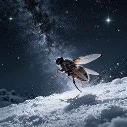 fly and light landscape stars snow detailed illustration surrealism by sergey kurbatov