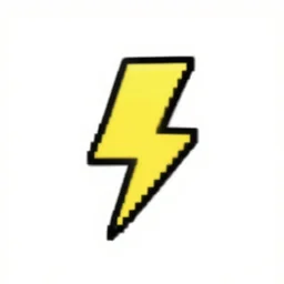 pixel art lightning bolt icon, minimalist, yellow and cyan color palette, pixel art