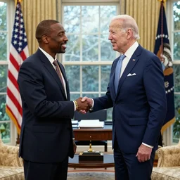 tupac shakur visits joe biden at the oval office, photorealistic, ultra hd, 4 k, award winning, patriotic