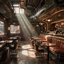 dieselpunk lounge interior, photo