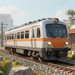A solarpunk train, Octane Render