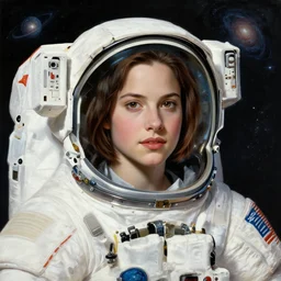 full portrait of a teenage asian girl that looks like the young sigourney weaver, as an astronaut, hyper detailed, award winning, exploring the galaxy painting by chiara bautista and karl kopinski and kim jung giu and weta studio, and lucasfilm and jesper ejsing and norman rockwell greg rutkowski frank frazzeta
