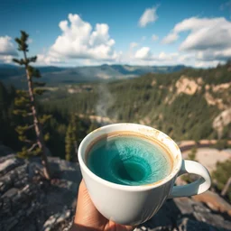 grand prismatic springs in a coffee cup