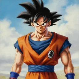 realistic painting of goku, trending on artstation, fine art, HD, 8K, highly detailed, good lighting, beautiful, epic, masterpiece