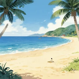 beach, japanese illustration