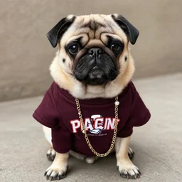 pug wearing rapper clothes