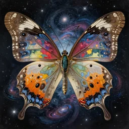 very detailed butterfly dreaming of a distant galaxy, by paul klee, trending on artstation hq, 4 k, intricate, detailed, cinematic lighting