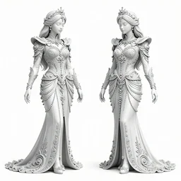 symmetry! twins, intricate filigree, elegant, highly detailed, concept art, smooth, sharp focus, lineart, illustration, 3 d occlusion, thinline with grays on white, 8 k