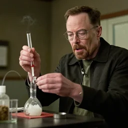a still from breaking bad of elon musk helping walter white cook meth, 8k, high detailed photo