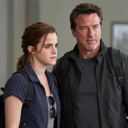 emma watson and arnold schwarzenegger in the last of us, greg rutkowski, trending on artstation