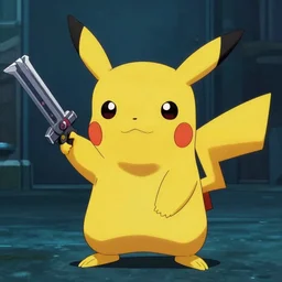 pikachu film sitill from the matrix ( 1 9 9 9 ) screenshot from the matrix detective pikachu as a neo holding weapon 8 k