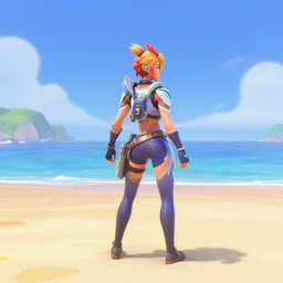 Screenshot from Overwatch, at the beach
