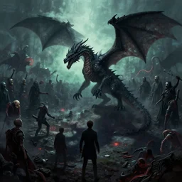 A shadow dragon summoning an army of the undead, rendered by Ivan Aivazovsky, simon stålenhag, WLOP, zdzisław beksiński, environment concept, synthwave style, digital art, unreal engine, trending on artstation, 4K UHD image, octane render,
