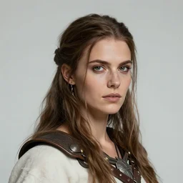 head and shoulders portrait of a barbarian, female, high fantasy, dnd, by wlop
