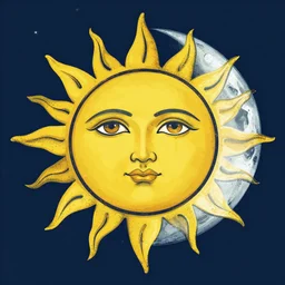 sun and moon, vintage illustration stock vector