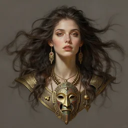 a seductive beautiful witch, with a perfect face!!! wind blowing hair and floating, bust portrait, tribal mask and jewelry, dnd, face, fantasy, intricate, elegant, highly detailed, digital painting, artstation, concept art, smooth, sharp focus, illustration, art by artgerm and greg rutkowski and alphonse mucha