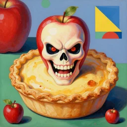 an extremely menacing apple pie, geometry, painting by Gary Panter and Chris Mars