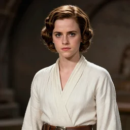 Emma Watson as Princess Leia, posing for a Portrait. Still from Star Wars: A New Hope. 4K HD Wallpaper. Premium Prints Available.