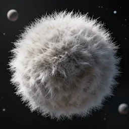 furry fluffy ball floating in space, closeup, highly detailed, unreal engine