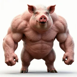 a terrifying hypermuscular pig, veiny, huge exaggerated muscles, monstrous, 1 0 0 mm, 4 k, high resolution, clear details