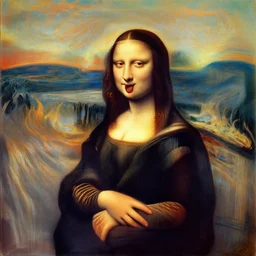 the mona lisa screaming with hair on fire by edvard munch
