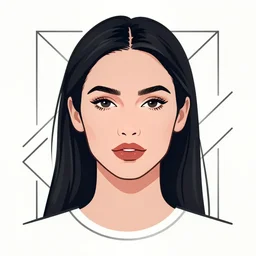 megan fox portrait, artwork by ryan gajda, graphic design, with geometrical shapes and lines, flat color and line, sketch, minimalistic, procreate, digital illustration, ipad pro, vector illustration, inky illustration, pastel, dribble portraits