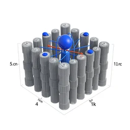 atomic structure of a new material for energy storage, highly detailed, schematics, 8 k, octane