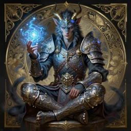 painting of a young man satyr warrior with neon magic character design from dark souls, decorated, intricate, elegant, highly detailed, digital painting, artstation, concept art, smooth, sharp focus, illustration, beksinski, art by artgerm and greg rutkowski and alphonse mucha, 8 k