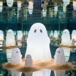 cute soulsand ghost in infinity mirror room by