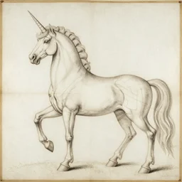 the anatomy of a european unicorn, diagram by Leonardo DaVinci, sketches, diagrams