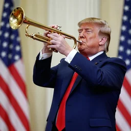 donald trump squeezing out of a trumpet