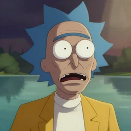 rick sanchez closeup portrait, dramatic light, lake background, 2 0 0 mm focal length, painted by stanley lau, painted by greg rutkowski, painted by stanley artgerm, digital art, trending on artstation